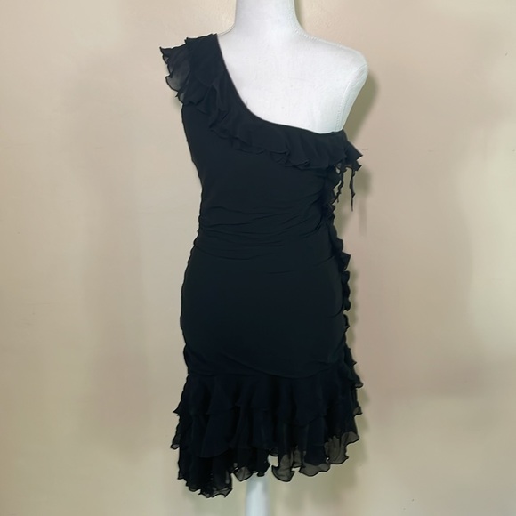 Express Ruffle Silk One-Shoulder Midi Dress - Picture 2 of 7